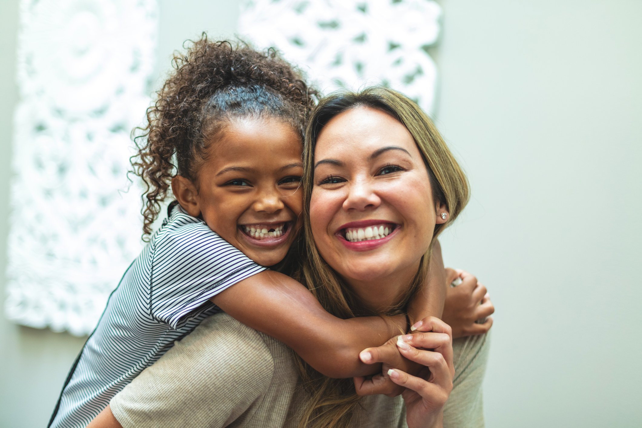 Mom and Daughter Smiling