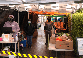 Pantry volunteers setting up outside